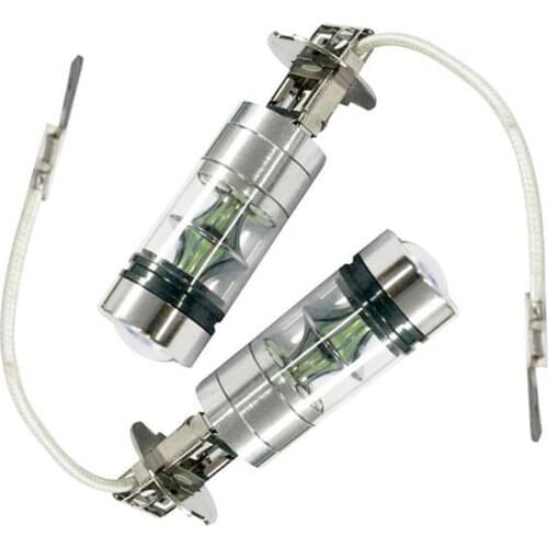 2 Piece H3 100W 2323 LED 8000K Iceberg Blue Projector Fog Driving Light Bulb