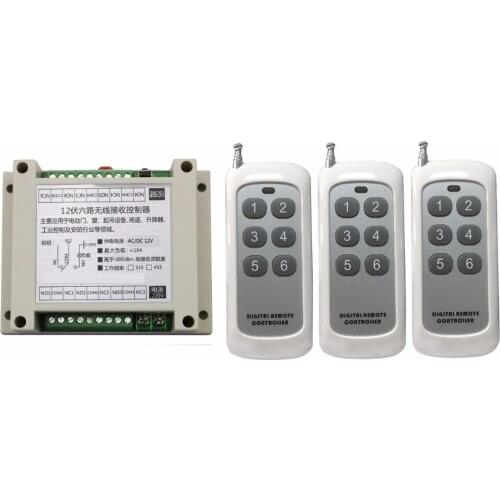 2017 DC 12V 6CH 10A RF Wireless remote control led digital switch light system 3 Transmitter+1 Receiver for Smart Home