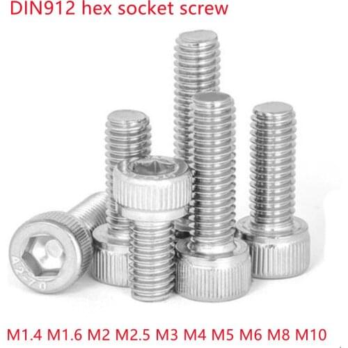 5-50pcs DIN912 M1.6 m2 m2.5 m3 m4 m5 m6 m8 Stainless Steel 304 Hexagon Hex Socket Head Cap Screw