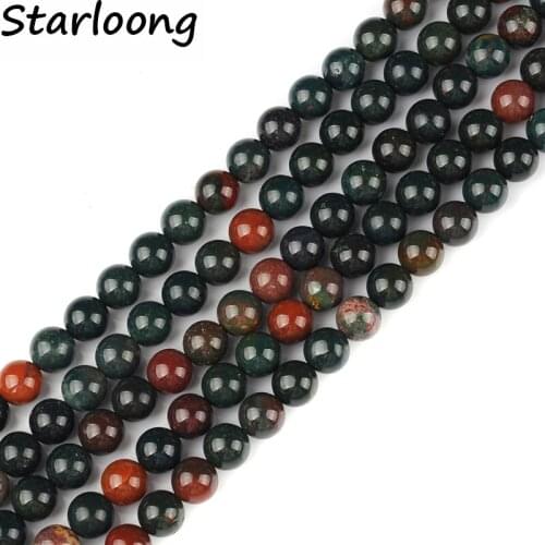 6-10mm New Natural Stone Beads Round Gorgeous Indian Blood stone Loose Strand Beads For Diy Jewelry Making Necklace Bracelet