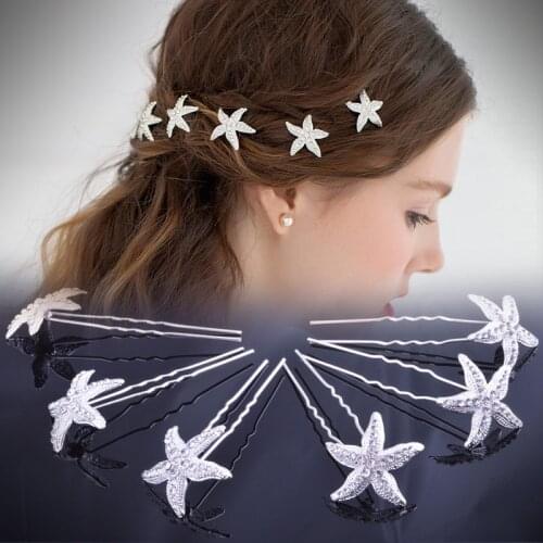 2020 New Crystal Sea Star Bridal Hair Comb Hairpins 6pcs/1pack Hair Jewelry Hairwear Accessory Hair Clip BrideWedding Party