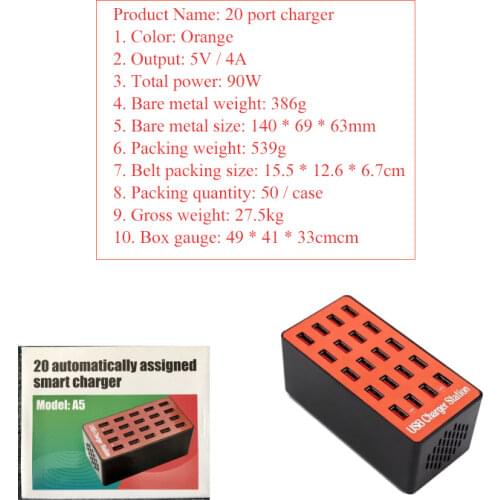 20 Ports USB Hub Power Adapter Smart Quick Wall Charge Desktop Fast Charger Station Charger For Phone Tablet Accessories
