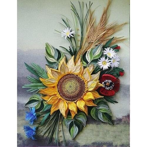 Sunflower 5D DIY Diamond Painting Full Square 3D Diamond Embroidery Flower Pictures of Rhinestones Mosaic Home Decoration FG2024