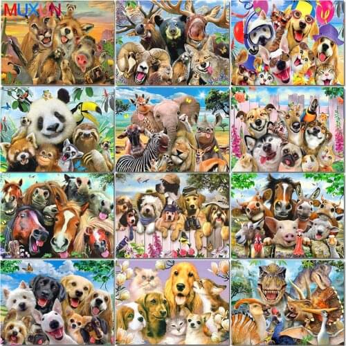 Muxun Full Square/Round Drill 5D Diy Diamond Painting Animal Friend 3D Diamond Embroidery Cross Stitch Home Decor Gift Rp930