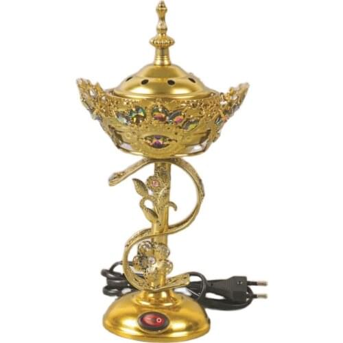 Electric Incense Burner Arab Aroma Stove Incense Holder Luxury Golden Kaarsenhouder Quemador De Incienso Incense Burner DA60XXL