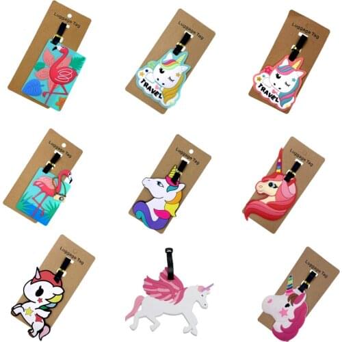 Cute Animal Unicorns Luggage Tags Travel Accessories Women Men Silica Gel Suitcase Tag ID Address Holder Silicone Baggage Tag