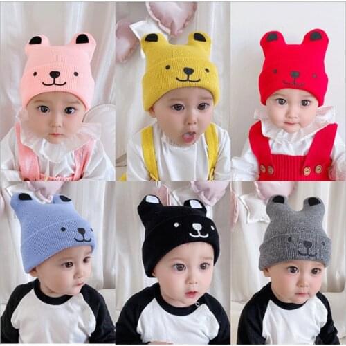 0-1 Years Boys Girls Baby Hats Winter Knit Hats Bear Cat Cute Bonnet Enfant Hat For Kids Children Baby Muts Dropshipping