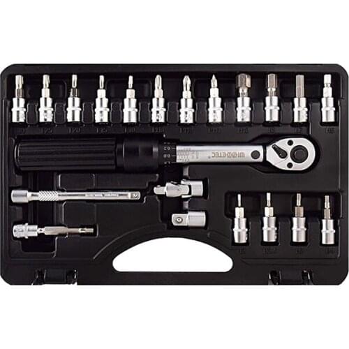 WISRETEC 21Pcs 1/4Inch Bicycle Torque Wrench 2-20Nm Bicycle Repair Tools Kit Wrenches With Extension Bar And Storage Box
