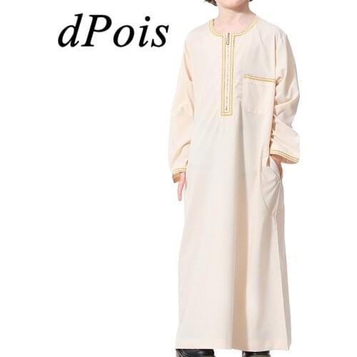 Muslim Kids Jubba Thobe Teen Boy Long Dress Islamic Ramadan Children Caftan Robe Arab Kaftan Saudi Arabia Middle Eastern Robe