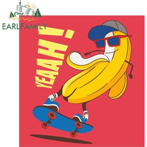 EARLFAMILY 13cm x 12.4cm Yeahh! Funny Banana Vinyl Stickers Skateboarding Car Sticker Waterproof Car Styling Graphic