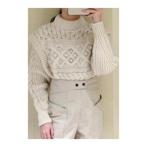 Elfbop Beige/Apricot Two-in-one Knitted Jumper Pullover Top - Ladies Twisted Trill Knitting Sweater