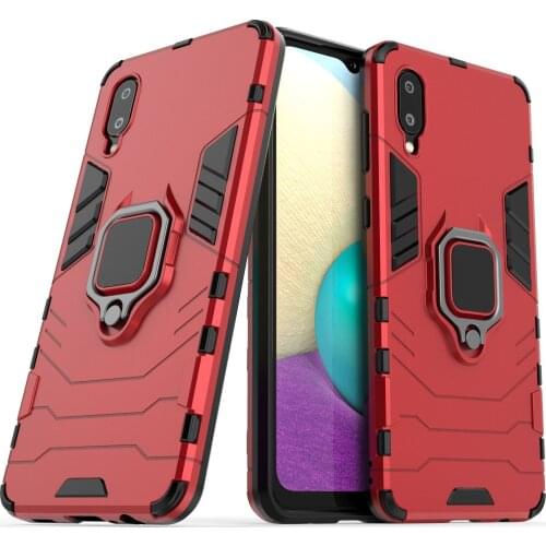 Hybrid Hard Case for Samsung Galaxy A02 Case Cover Armor Rubber Shockproof Ring Holder Magnet Phone Case A 02