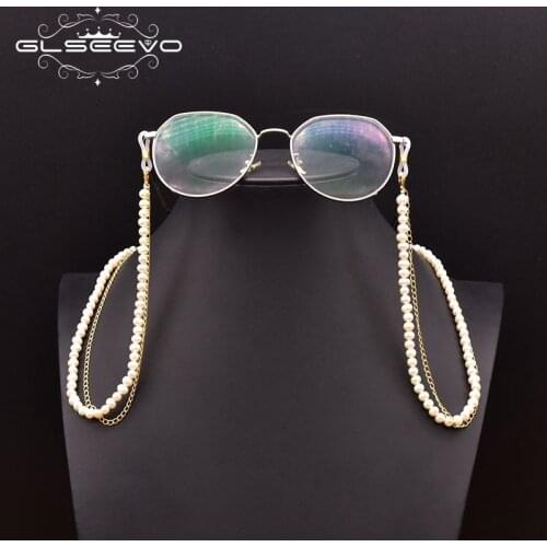 GLSEEVO Natural Pearl Double Sunglasses Chain Neck Cord Beads Reading Glasses Holder Fashion Women Mask Strap Not Glasses GH0034