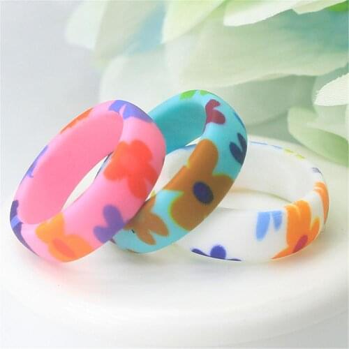 GraceAngie Women Flower RingHypoallergenic Flexible Food Grade FDA Silicone Finger Ring Environmental Rubber Rings For Men Women