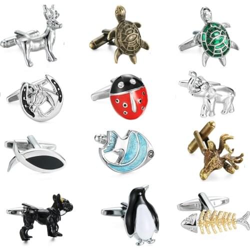 KC High quality mens shirt cuff links, fashion cute animal shapes / Tortoise / Penguin / deer / Elephant / monkey Cuff Links