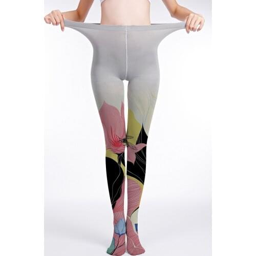 New Designs High Flexiable Print Tights Women Painting Pantyhose