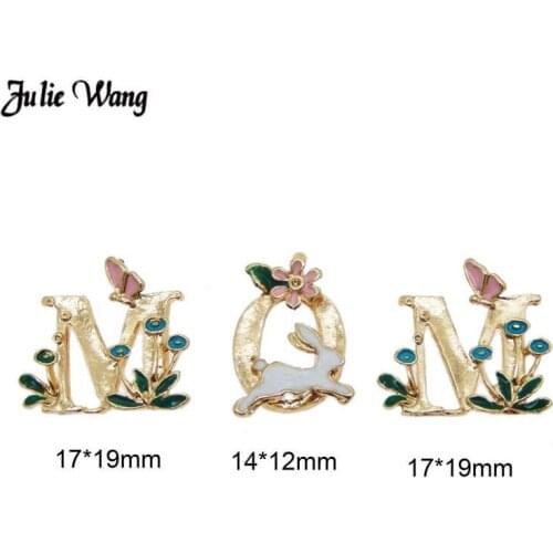 Julie Wang Enamel Alphabet Charm Dad Mom Creative Bracelet Alloy Letter Pendant Home Decor Craft DIY Jewelry Making