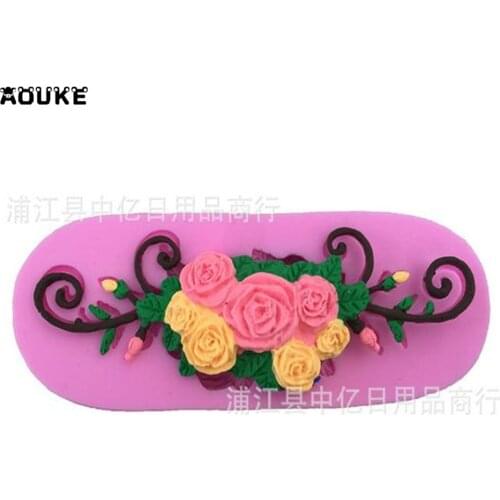 Vine Rose & Leaf Shape Fondant Cake Silicone Mold Chocolate Pastry Mould Cake Decoration DIY Baking Tools Biscuits Candy Molds