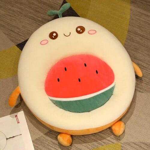 Cute Bread Plush Seat Cushion Stuffed Dinosaur Pig Bread Chair Cushion Fruit Watermelon Strawberry Pillow For Kids Girl