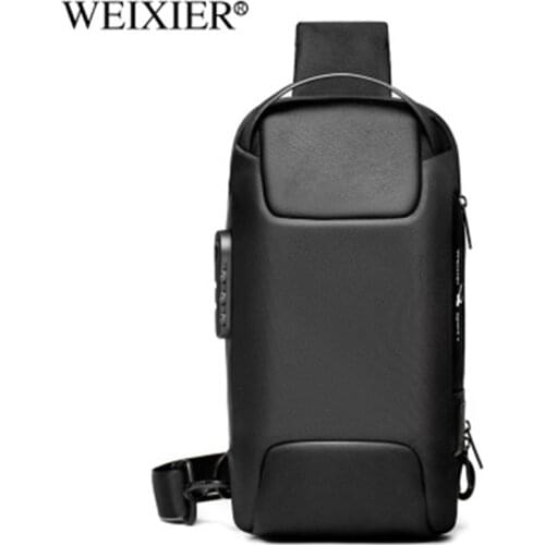 Men USB Waterproof Oxford Messenger Bag Anti-Theft Shoulder Bag Travel Multi-Function Short Messenger Bag Mens Sports Chest Bag