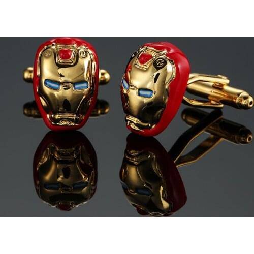 DY The new high quality brass superhero iron man Golden Cufflinks fashion Mens French shirt Cufflinks free shipping