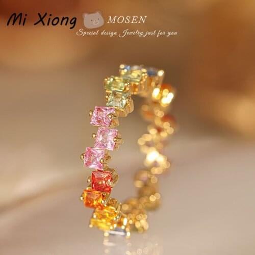 Mi Xiong s925 sterling silver new original rainbow series bump ring light luxury exquisite ladies noble charm brand jewelry