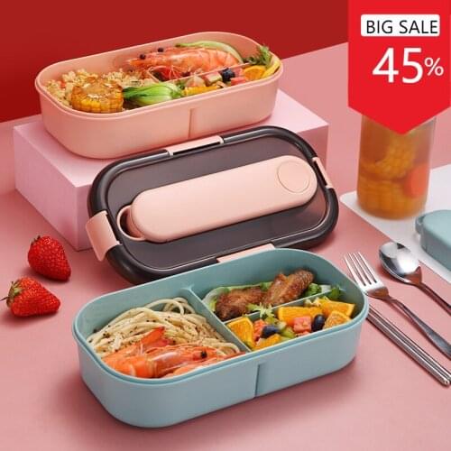 New Japan Style Lunch Box with Dividers 1200ml Leakproof Eco lunchbox Microwave Plastic Food Container for Kids and Adults