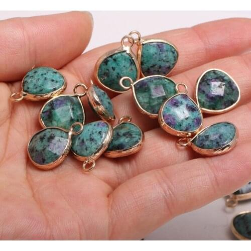 New Natural Stone Pendant Water Drop Shaped Epidotes Faceted Pendant Necklace for DIY Jewelry Best Birthday Gift Size 13x18mm