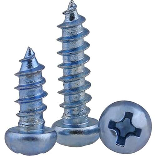 Zinc Plated self-tapping Phillips pan head screws bolts cross round pointed tail wood screw M4 M5 M6