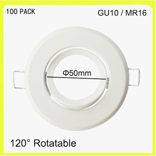 Wholesale DHL shipping DIY install 100 PACK GU10 frame MR16 holder GU5.3 bracket support metal led spotlight round dia50mm