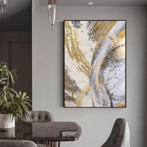 Hand painted Modern Abstract Gold foil painting Canvas Art Painting For Living Room Bedroom Wall Poster wall painting Home Decor