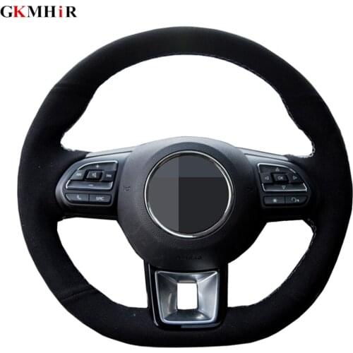 Hand-stitched Car Steering Wheel Cover Genuine Leather Suede Steering Wheel For MG ZS HS 2017 2018 2019 2020 MG GS 2016-2020