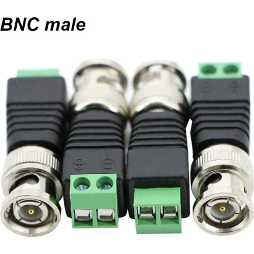 Gakaki 2x Coax CAT5 BNC Male Connector Plug DC Adapter Balun Connector for CCTV Camera Security System Surveillance Accessories
