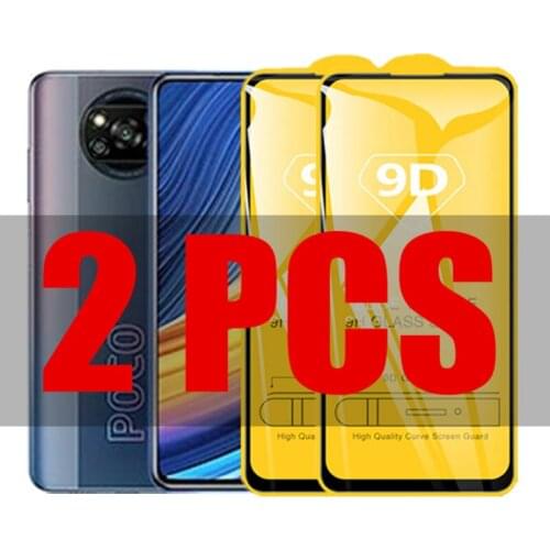 2Pcs 9D Glass For Xiaomi Poco X3 Pro Protective Glass on the For Xiaomi Poco X3 PRO NFC Pocophone X3pro Screen Protector Film