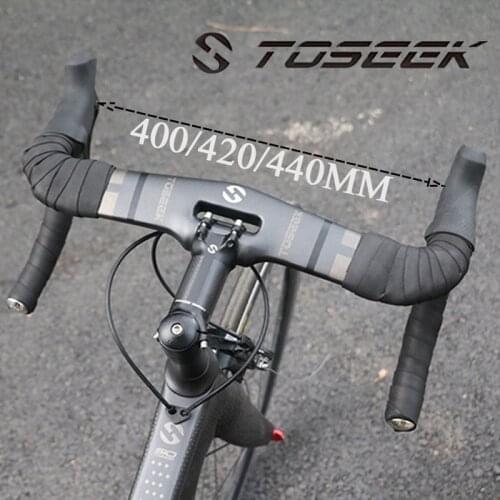 TOSEEK carbon handlebar 400/420/440mm 31.8mm Road Bike Handlebar Ergonomics Integrated Racing Drop Bar Bicycle Accessories