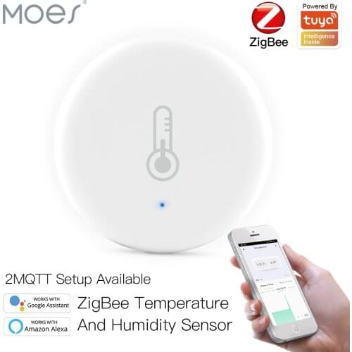 Moes Tuya Smart ZigBee 3.0 Smart Temperature And Humidity Sensor Battery Powered Security With Tuya Smart Life App Alexa Google