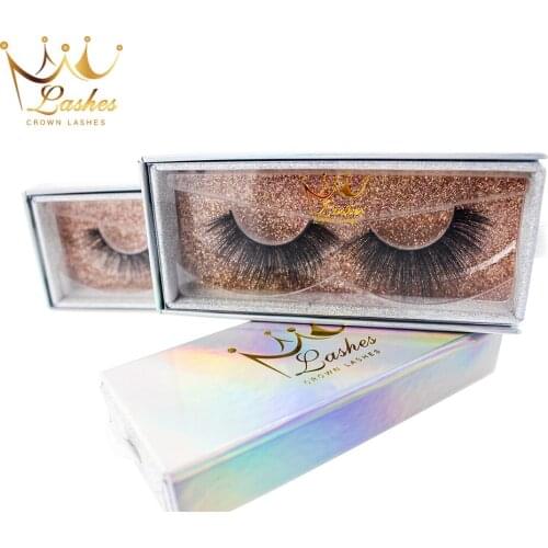 Crown Lashes 3d mink eyelashes false lashes eyelash packaging box custom logo factory Outlet
