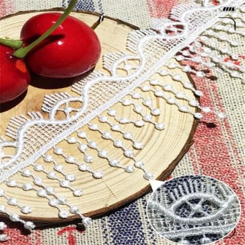Water soluble lace embroidered lace DIY accessories 4cm white peas tassel embroidery polyester lace barcode