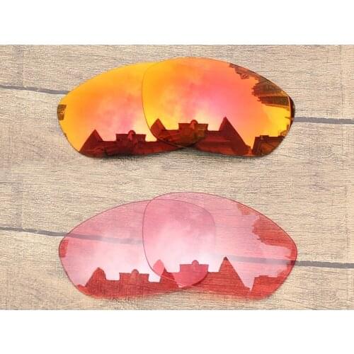 Vonxyz 2 Pairs Ruby Mirror & Pink Replacement Lenses for-Oakley Straight Jacket 2007 Frame