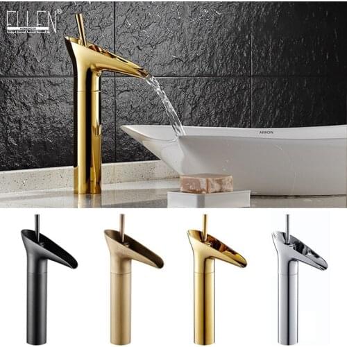 Bathroom Tall Faucet Hot and Cold Water Mixer Crane Bath Vessel Sink Faucets Single Handle Waterfall Mixer Tap 902B