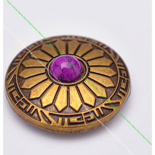 10pcs 30mm Brass Sun Flower Purple Turquoise Bead Leathercraft Western Belt Hat Band Bracelet Conchos For leather Screwback