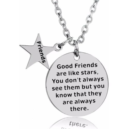 12PC/Lot Chic Pentagram Goods Friends Are Like Stars Pendant Necklace Friendship Forever BFF Stainless Steel Gifts Charm Jewelry