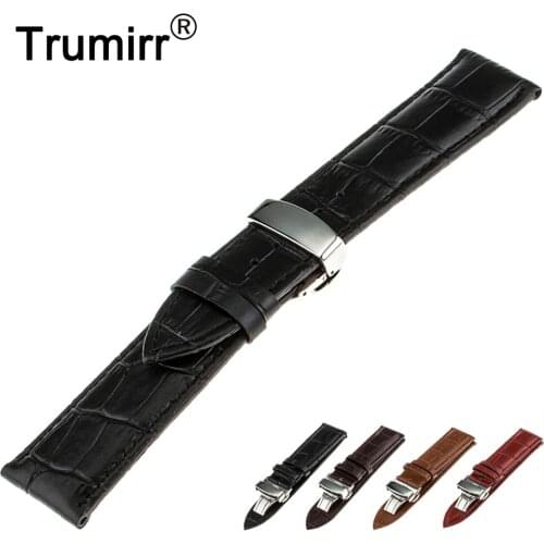18mm 20mm 22mm 24mm Genuine Leather Watch Band + Tool for Breitling Butterfly Buckle Strap Wrist Belt Bracelet Black Brown Red