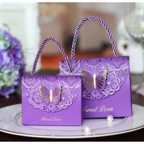 200pcs DIY Butterfly Handbag Design Candy Box Bag Chocolate Paper Gift Package for Birthday Wedding Party Favor Decor Supplies