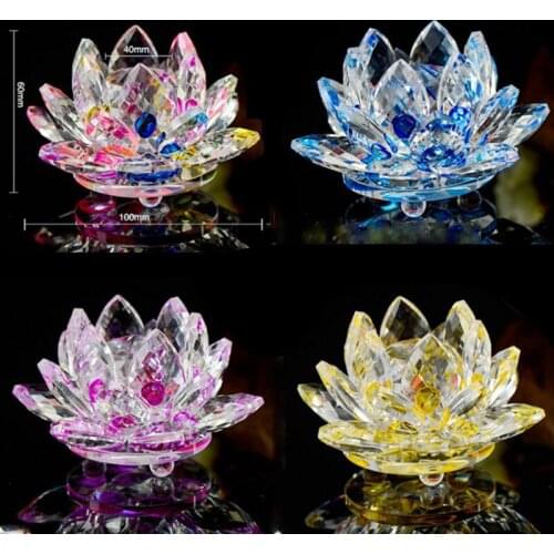 40mm Quartz Crystal Lotus Flower Crafts Glass Paperweight Fengshui Ornaments Figurines Home Souvenir Wedding Party Decor Gifts