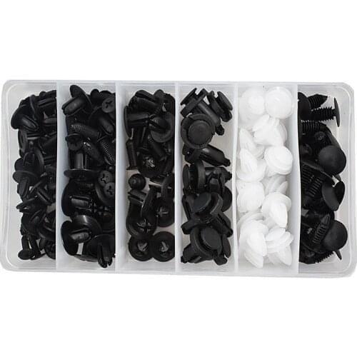 6 Sizes 100pcs Fastener Clip Mixed Car Body Push Retainer Pin Rivet Bumper Door Trim Panel Retainer Fastener Kits