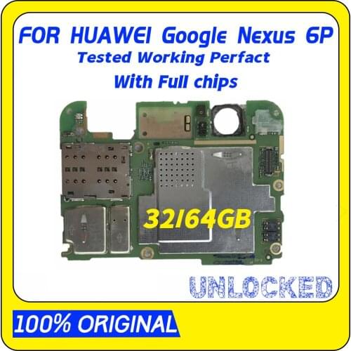 64GB 32GB ROM For HUAWEI Google Nexus 6P Motherboard 100% Original Mainboard EMUI Logic Board With Full Chips