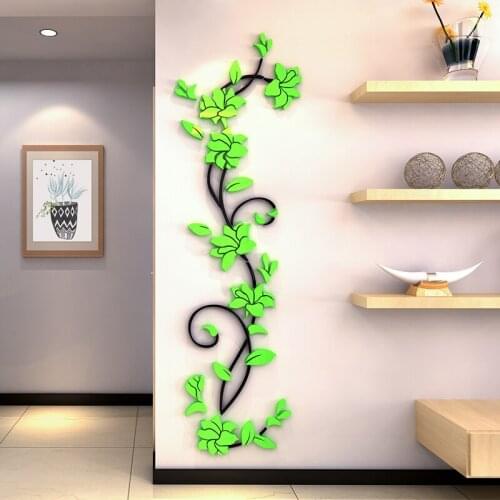 8 Colors Acrylic Wall Stickers Flowers Vine Decals For Porch Living Room Decor Art Poster Murals Wallpaper Sticker DIY Gifts New
