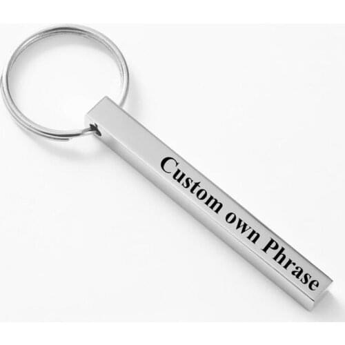 4 Sides 3D Bar Keychain, Personalized Bar KeyChain, Engrave own phrase Keyring for husband boyfriend