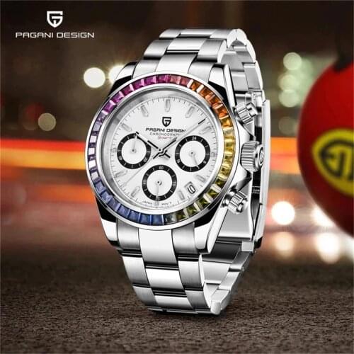 Pagani Design Mens Watch Automatic Quartz Wristwatch Rainbow Stainless Steel Waterproof Watch Fashion Business Relogio Masculino